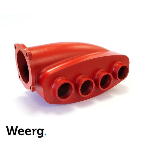 piece 3d printed by Weerg with red finishes