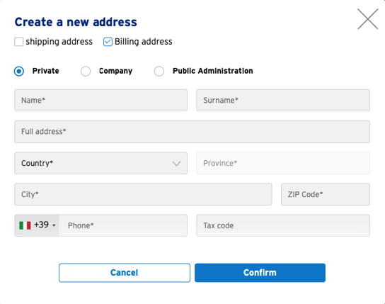 add new address with private option